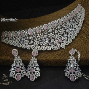 BijouxBloom Necklace Set Silver Pink