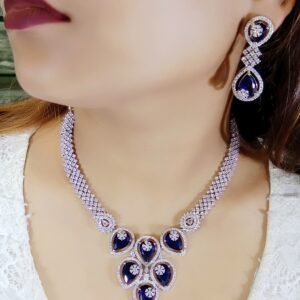 BijouxBloom Mother of Pearl Silver Blue Jewel Set