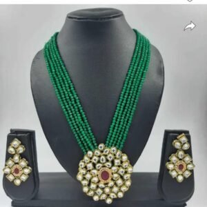 BijouxBloom Alloy Gold-plated Green Jewel Set =red circle