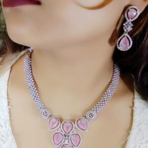 BijouxBloom Alloy Gold-plated Pink Jewel Set